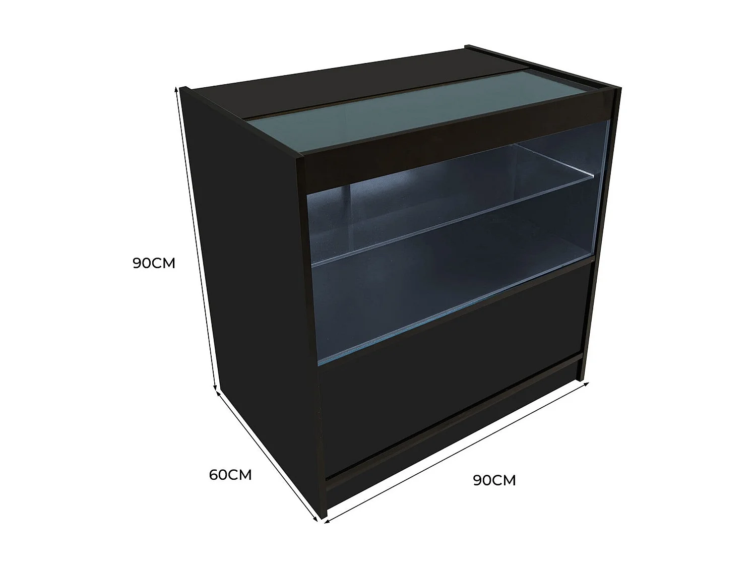 Comptoir de Vente en Noir LED Intégrés C900 Portes Coulissantes [2 Clés INCLUS]