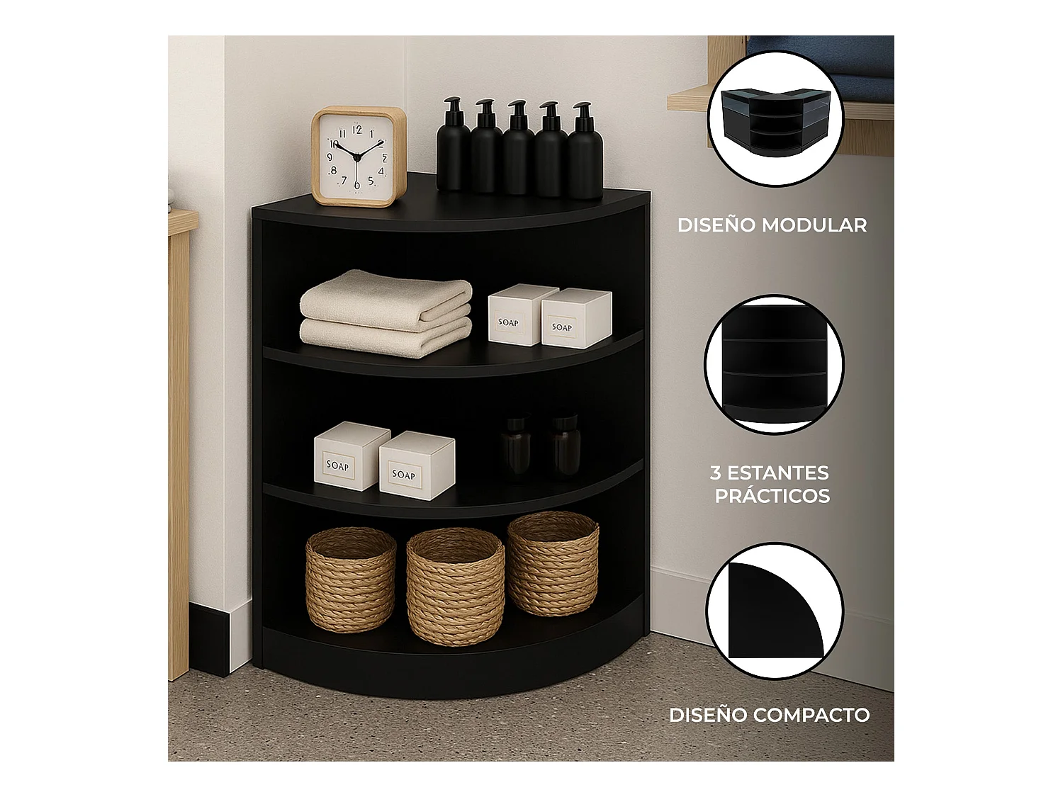 LM60 Ladentheke für Ecken – Schwarz