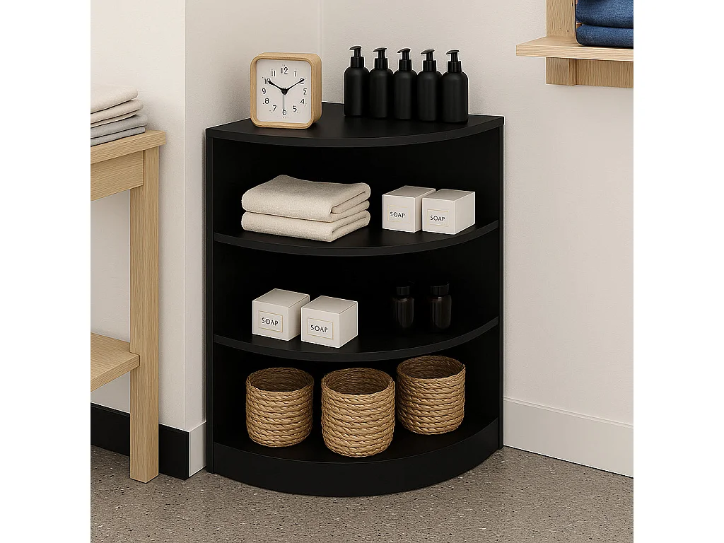 Comptoir de Vente Unité de Coin en MDF Noir LM60 Meuble de Rangement Commerce