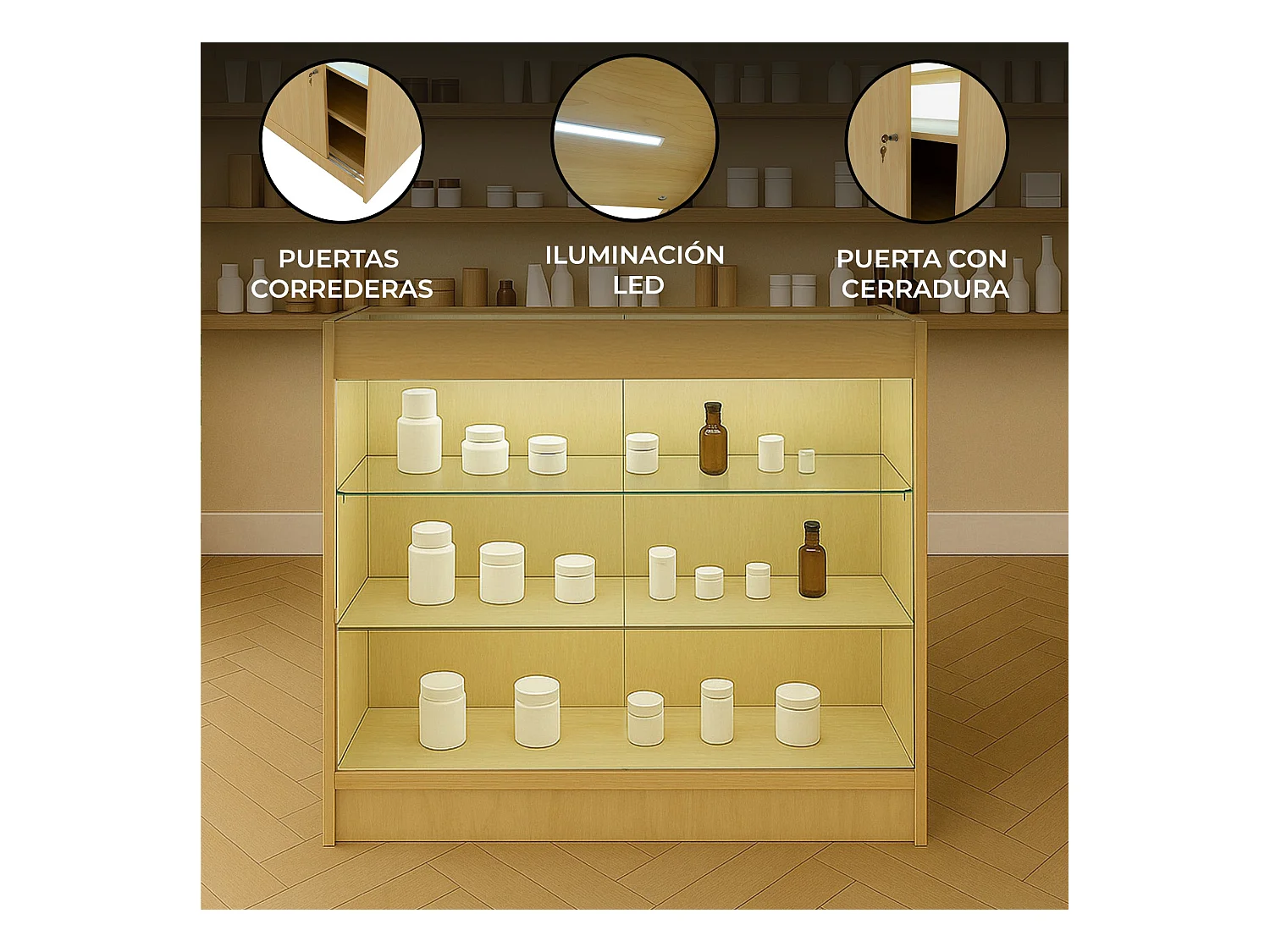 K900 LED-Ladentheke – Ahorn