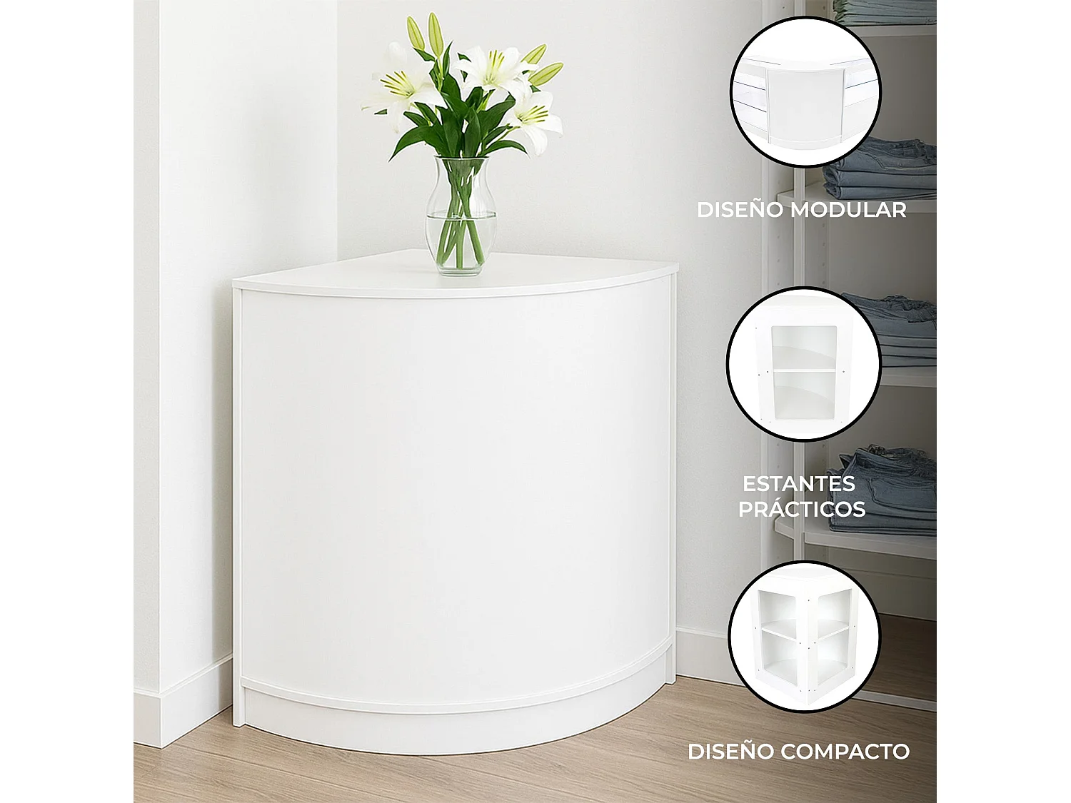 Comptoir de Vente Unité de Coin en MDF Blanc CM60 Meuble de Rangement Commerce