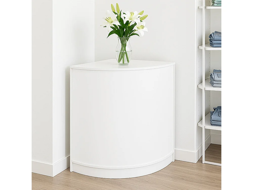 Comptoir de Vente Unité de Coin en MDF Blanc CM60 Meuble de Rangement Commerce