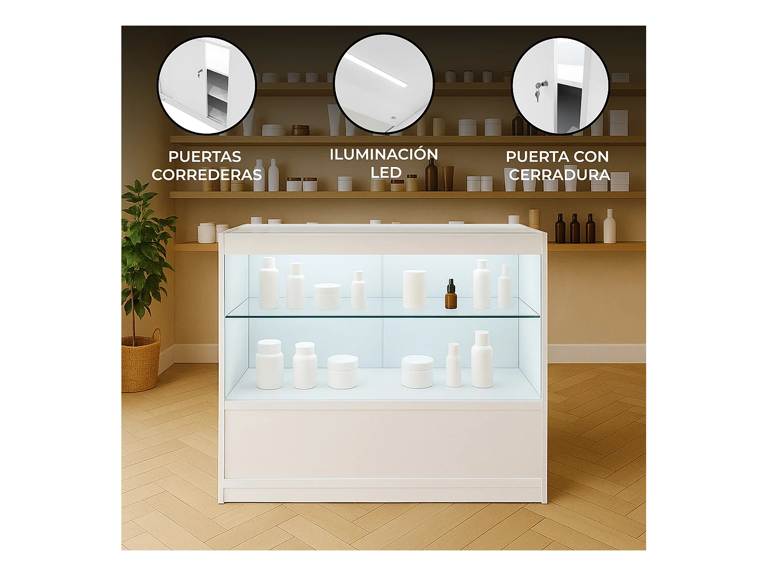 C900 LED-Ladentheke – Weiß