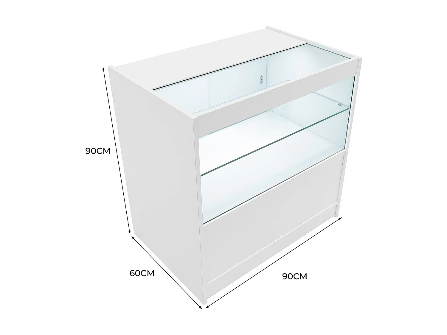 Comptoir de Vente en Blanc LED Intégrés C900 Portes Coulissantes [2 Clés INCLUS]