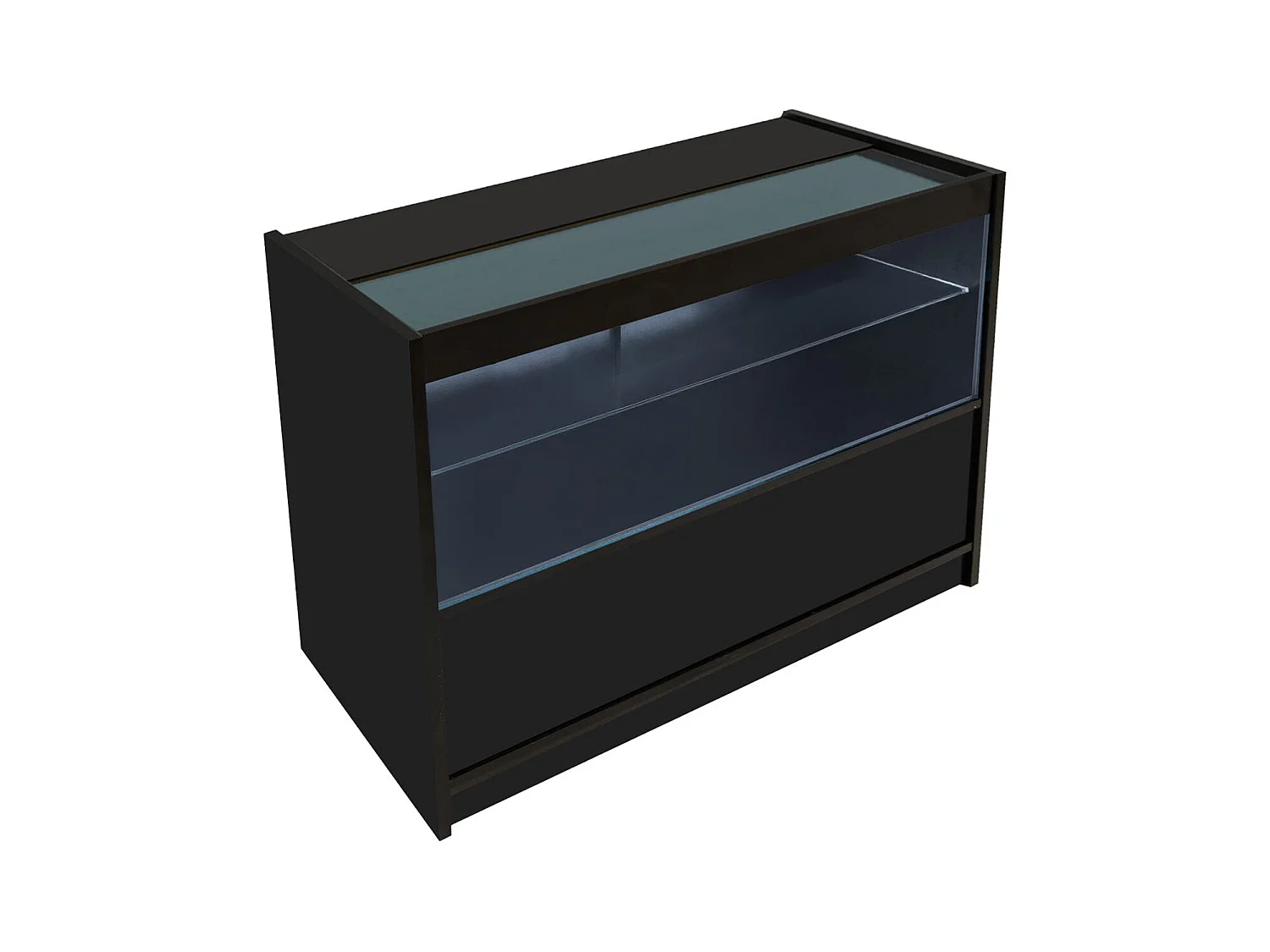 Comptoir de Vente Noir LED Intégrés C1200 Portes Coulissantes [2 Clés INCLUS]