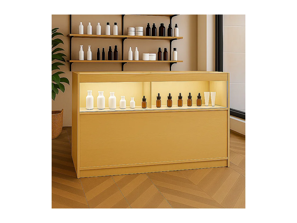 B1500 LED-Ladentheke – Ahorn