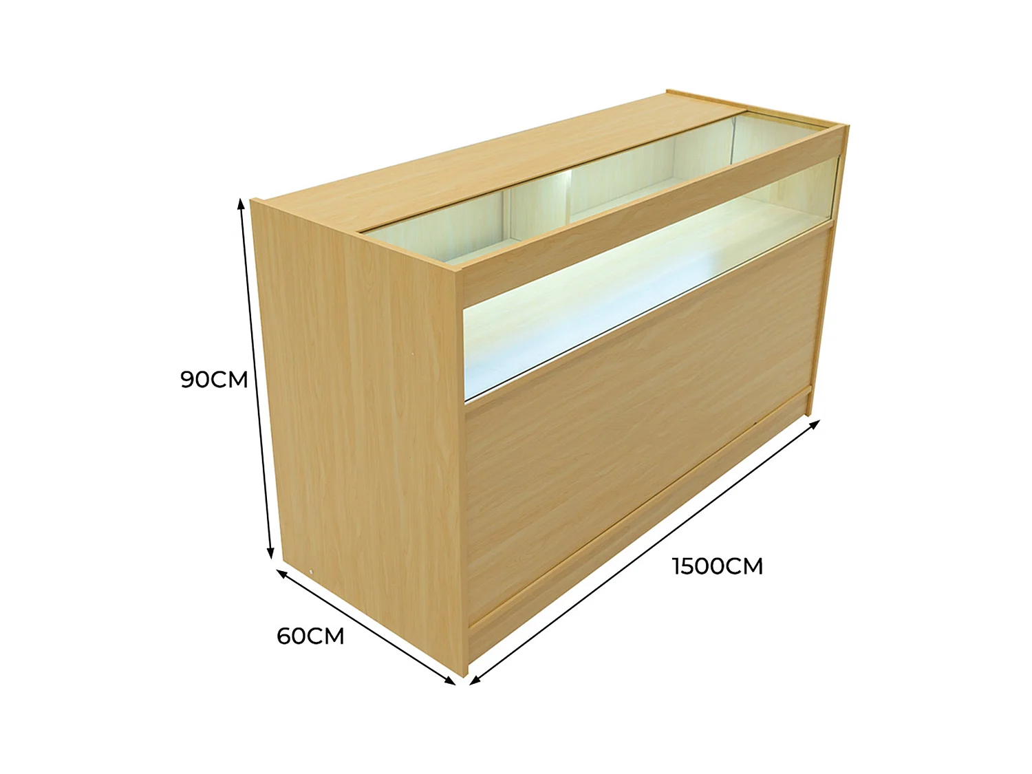 Comptoir de Vente Érable LED Intégrés B1500 Portes Coulissantes [2 Clés INCLUS]