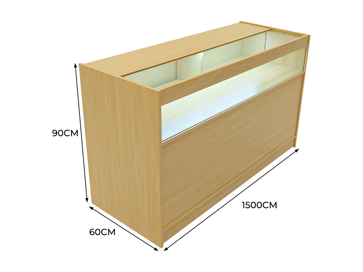 Comptoir de Vente Érable LED Intégrés B1500 Portes Coulissantes [2 Clés INCLUS]