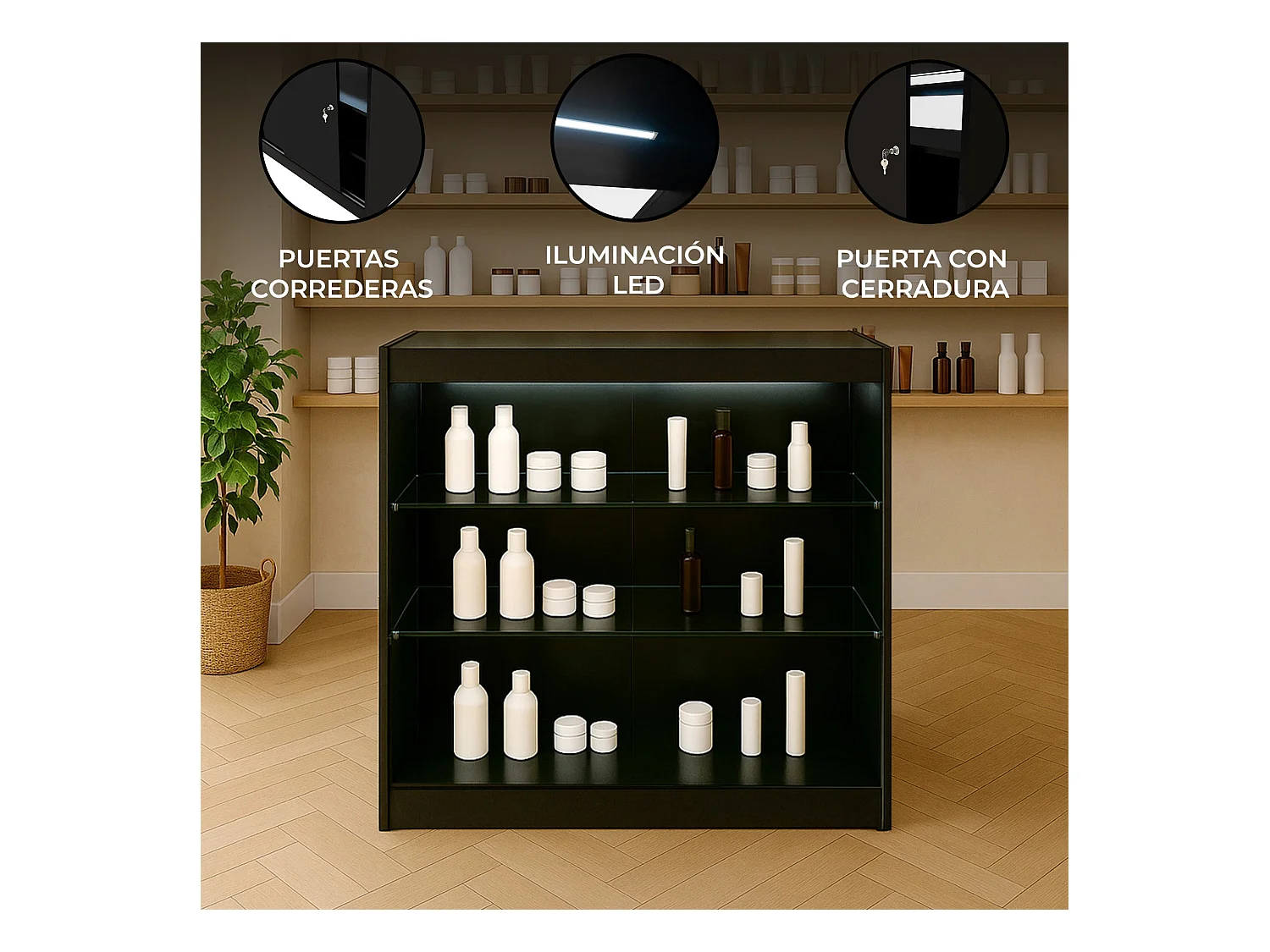 K900 LED-Ladentheke – Schwarz