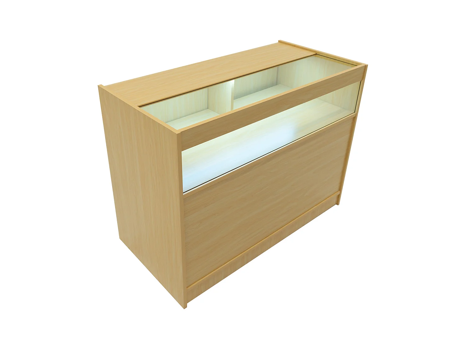 Bancone LED B1200 Acero con 1 Ripiano a Vista e 2 Chiusi