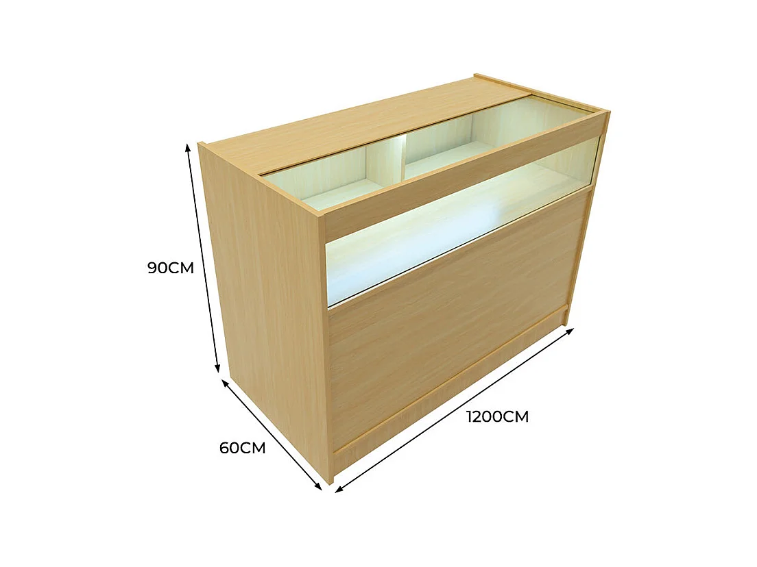 Comptoir de Vente Érable LED Intégrés B1200 Portes Coulissantes [2 Clés INCLUS]