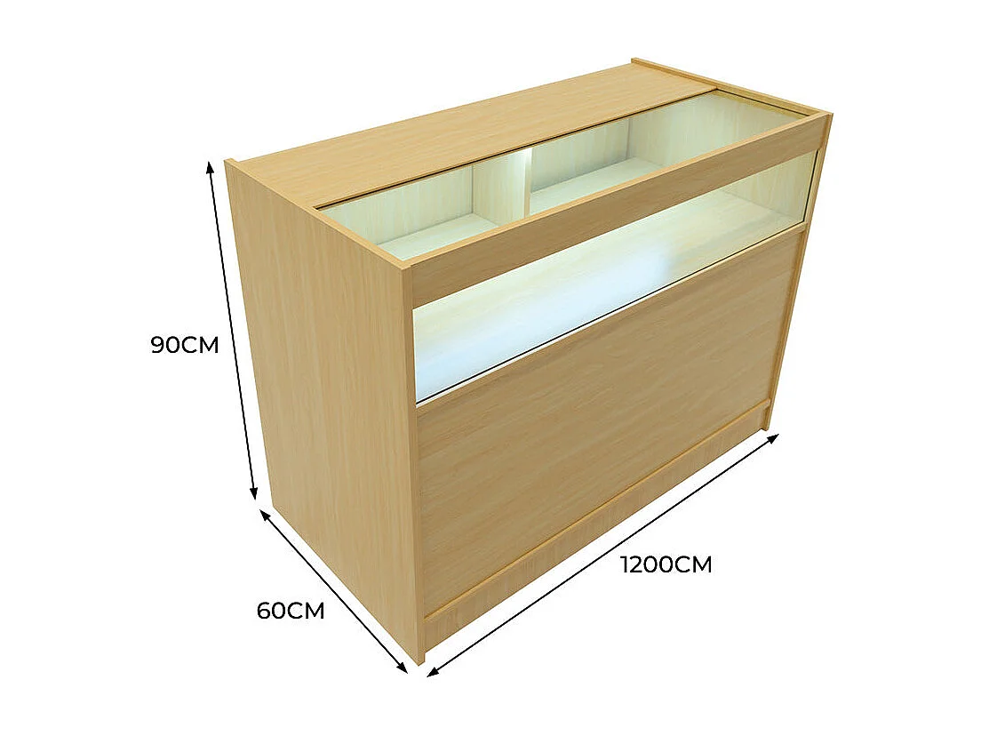 Comptoir de Vente Érable LED Intégrés B1200 Portes Coulissantes [2 Clés INCLUS]