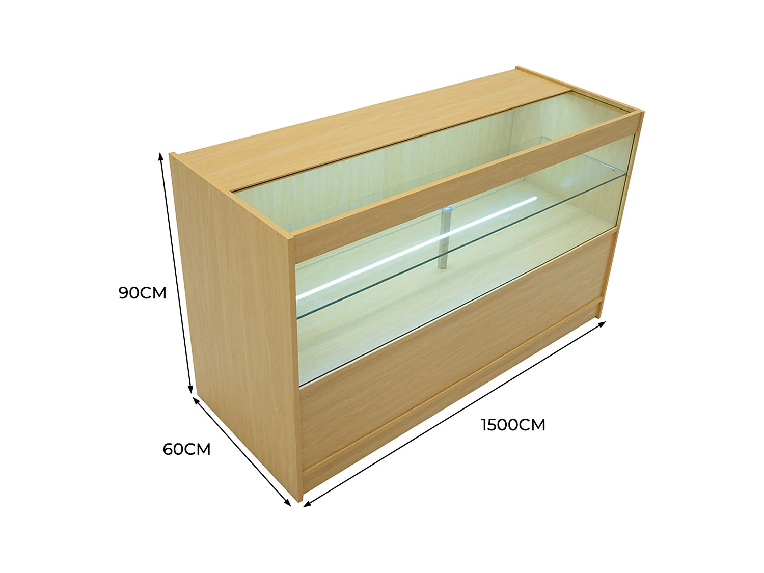 Comptoir de Vente Érable LED Intégrés C1500 Portes Coulissantes [2 Clés INCLUS]