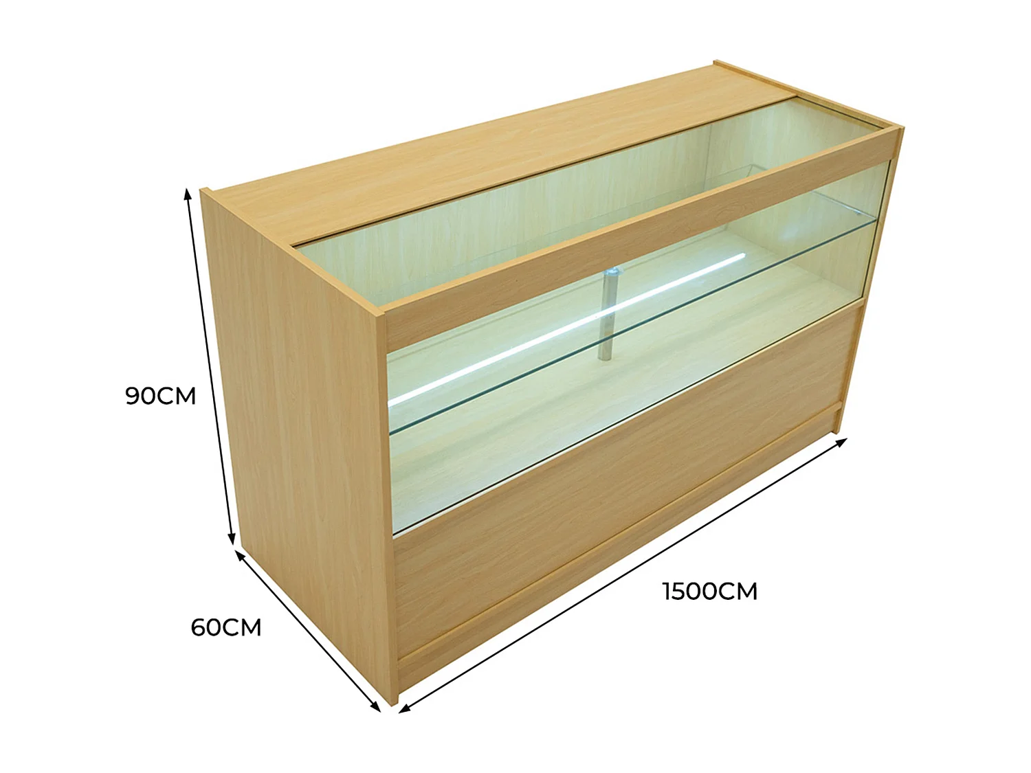 Comptoir de Vente Érable LED Intégrés C1500 Portes Coulissantes [2 Clés INCLUS]