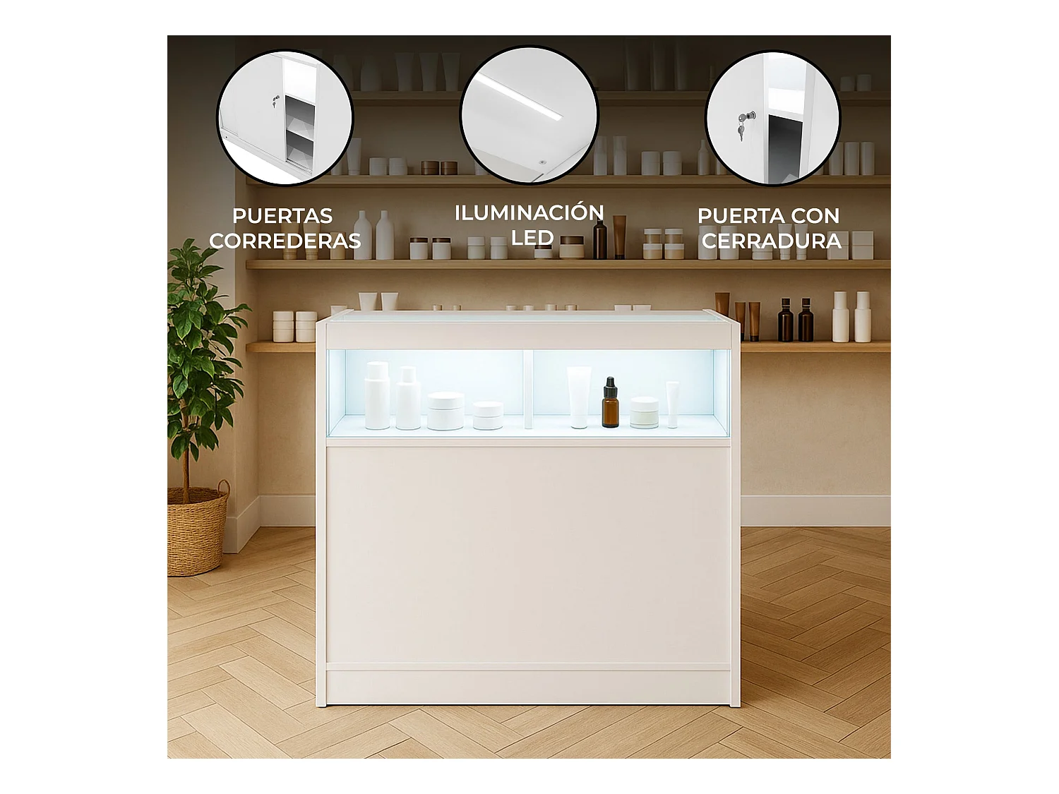 B900 LED-Ladentheke – Weiß