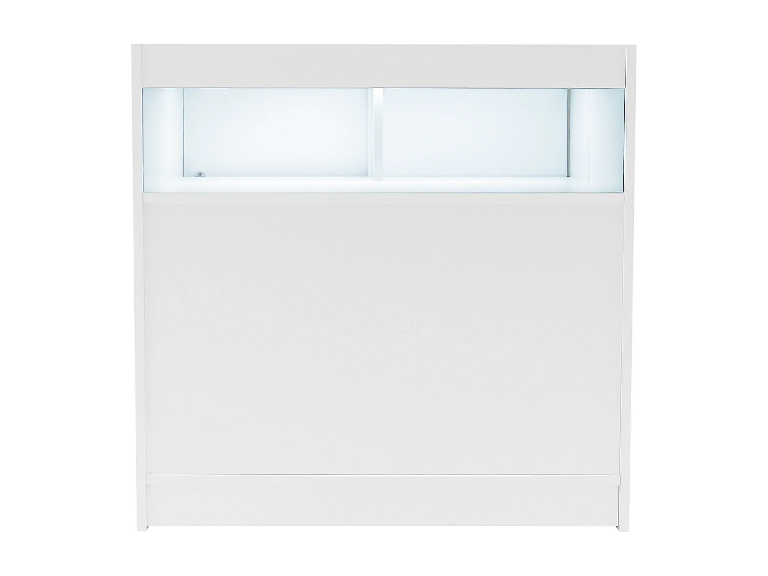 Bancone LED Bianco B900 con Vetrina, Ante Scorrevoli e Ripiani – Bloccabile