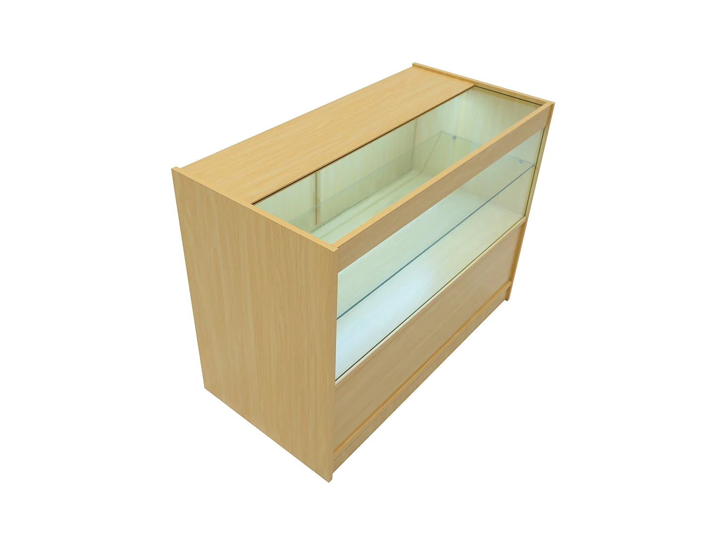 Bancone LED C1200 Acero con 2 Ripiani a Vista e 1 Chiuso, Vetrina