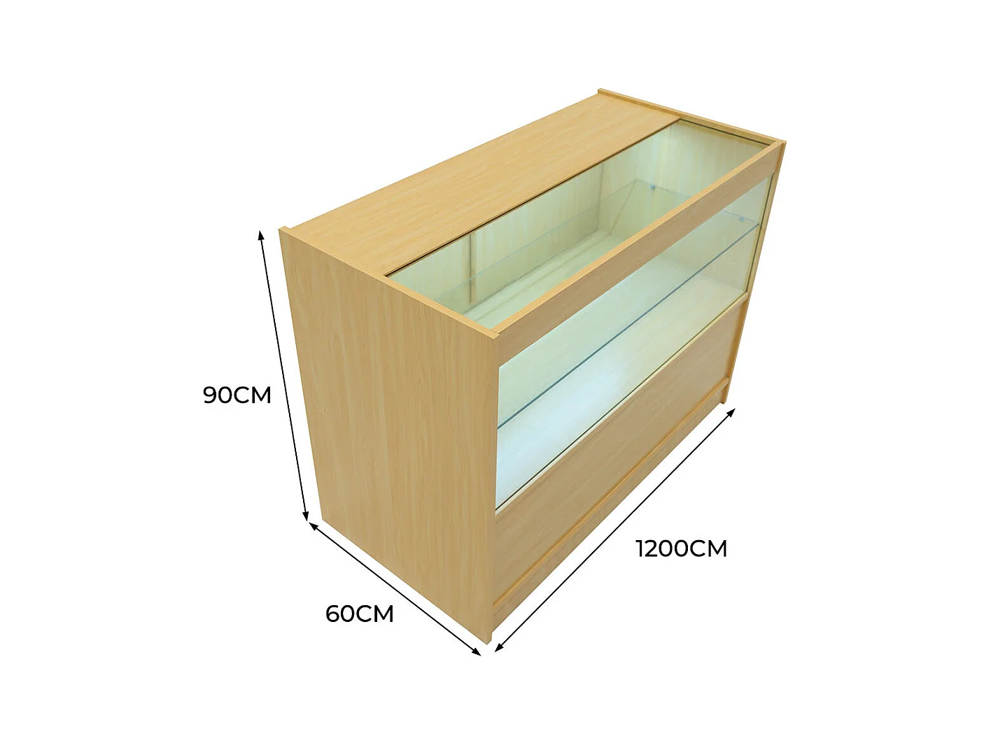 Comptoir de Vente Érable LED Intégrés C1200 Portes Coulissantes [2 Clés INCLUS]