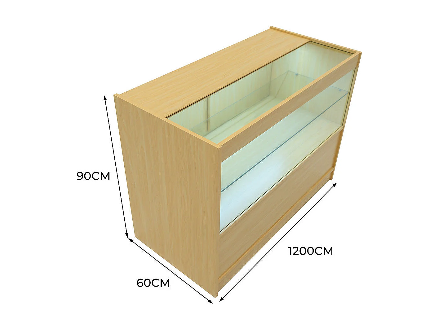 Comptoir de Vente Érable LED Intégrés C1200 Portes Coulissantes [2 Clés INCLUS]