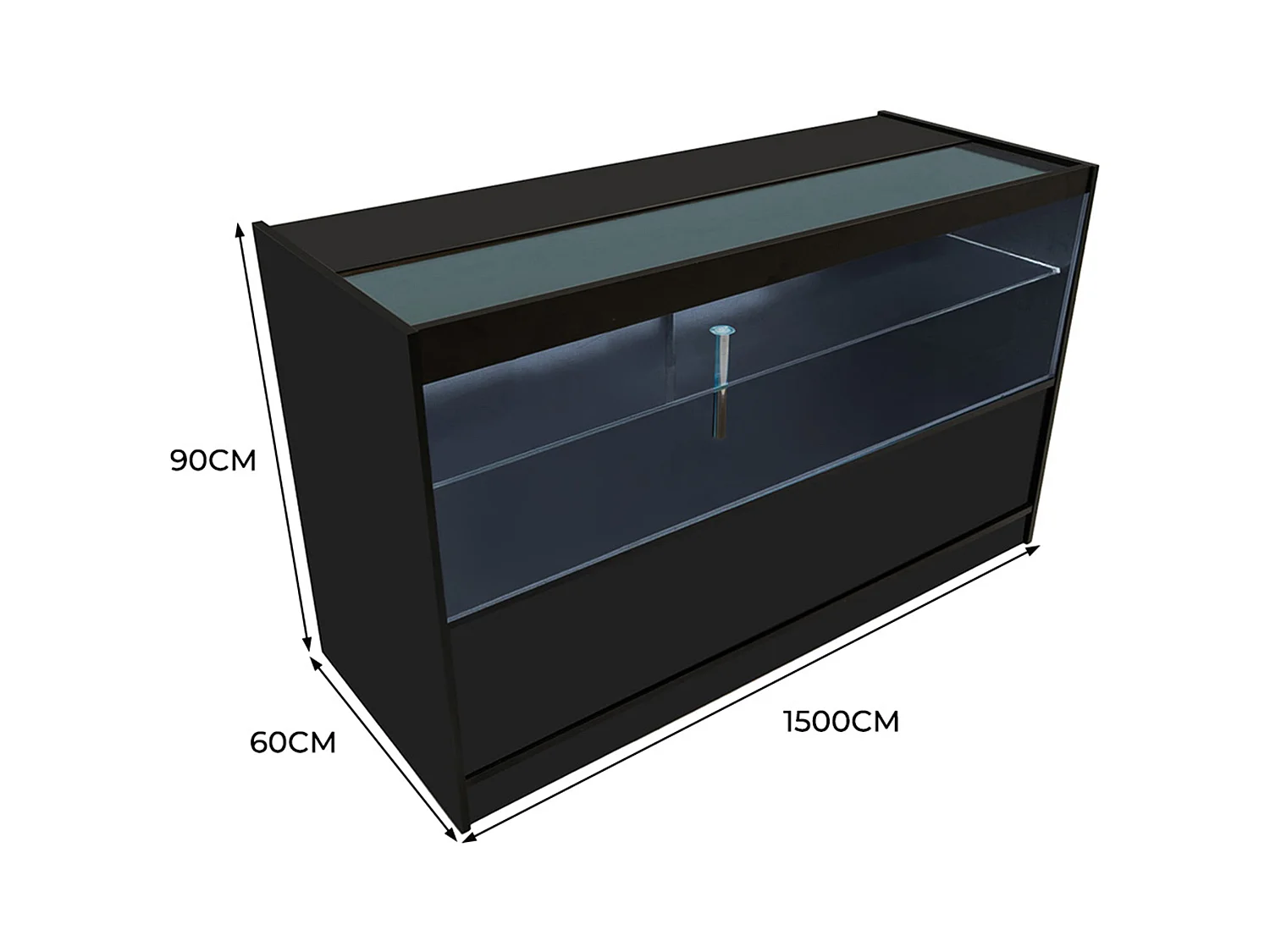 C1500 LED-Ladentheke – Schwarz
