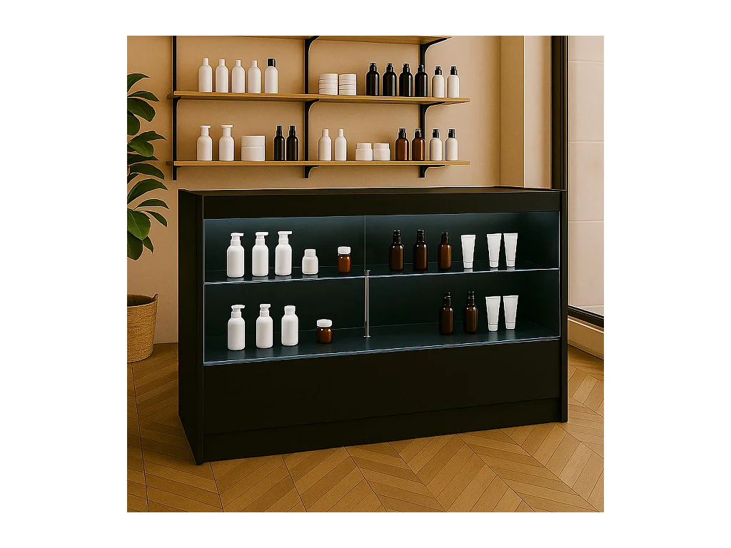 C1500 LED-Ladentheke – Schwarz