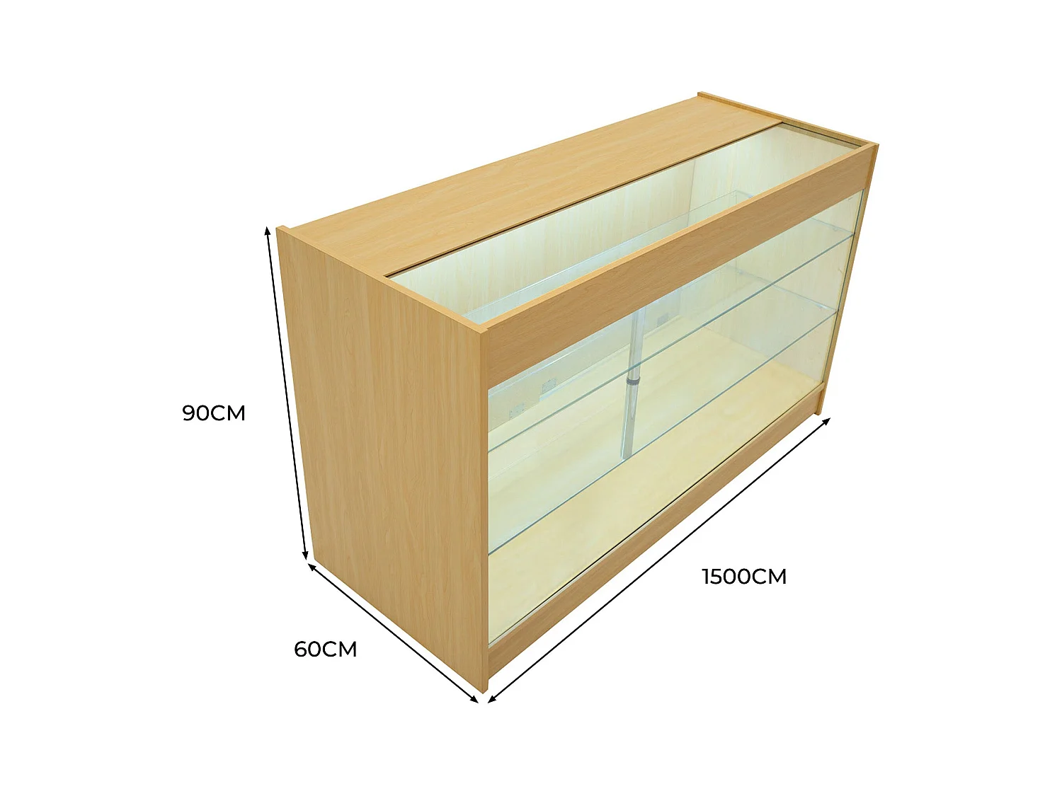 Comptoir de Vente Érable LED Intégrés K1500 Portes Coulissantes [2 Clés INCLUS]