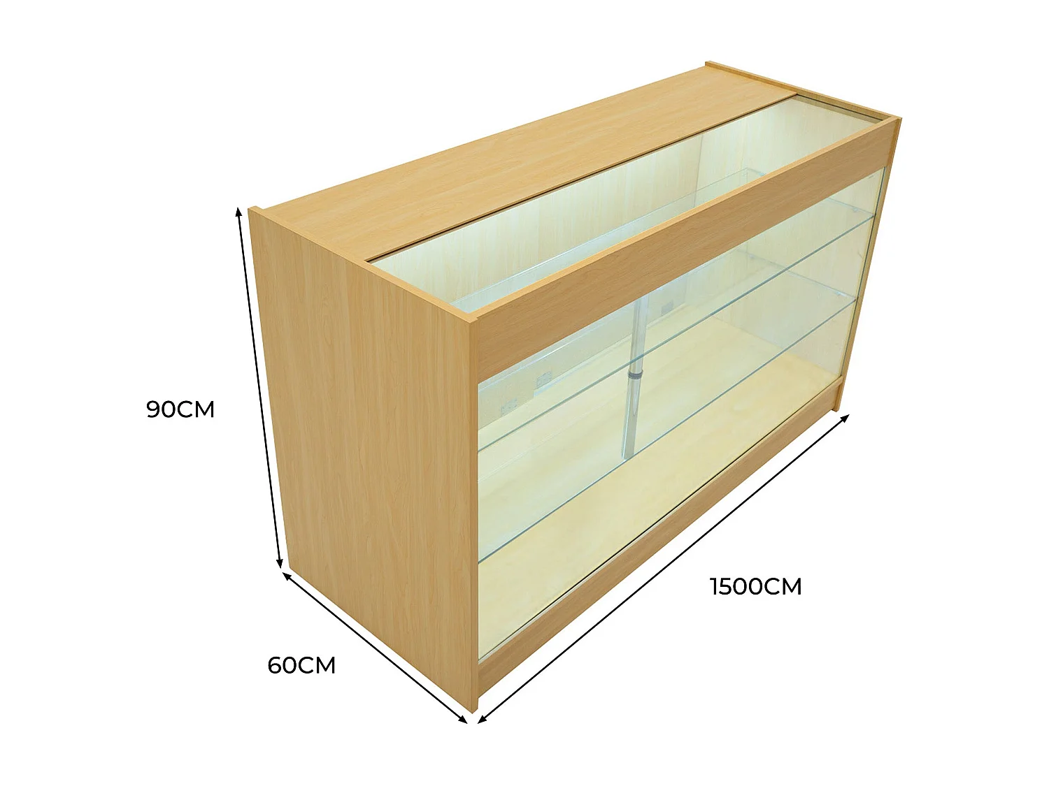 Comptoir de Vente Érable LED Intégrés K1500 Portes Coulissantes [2 Clés INCLUS]