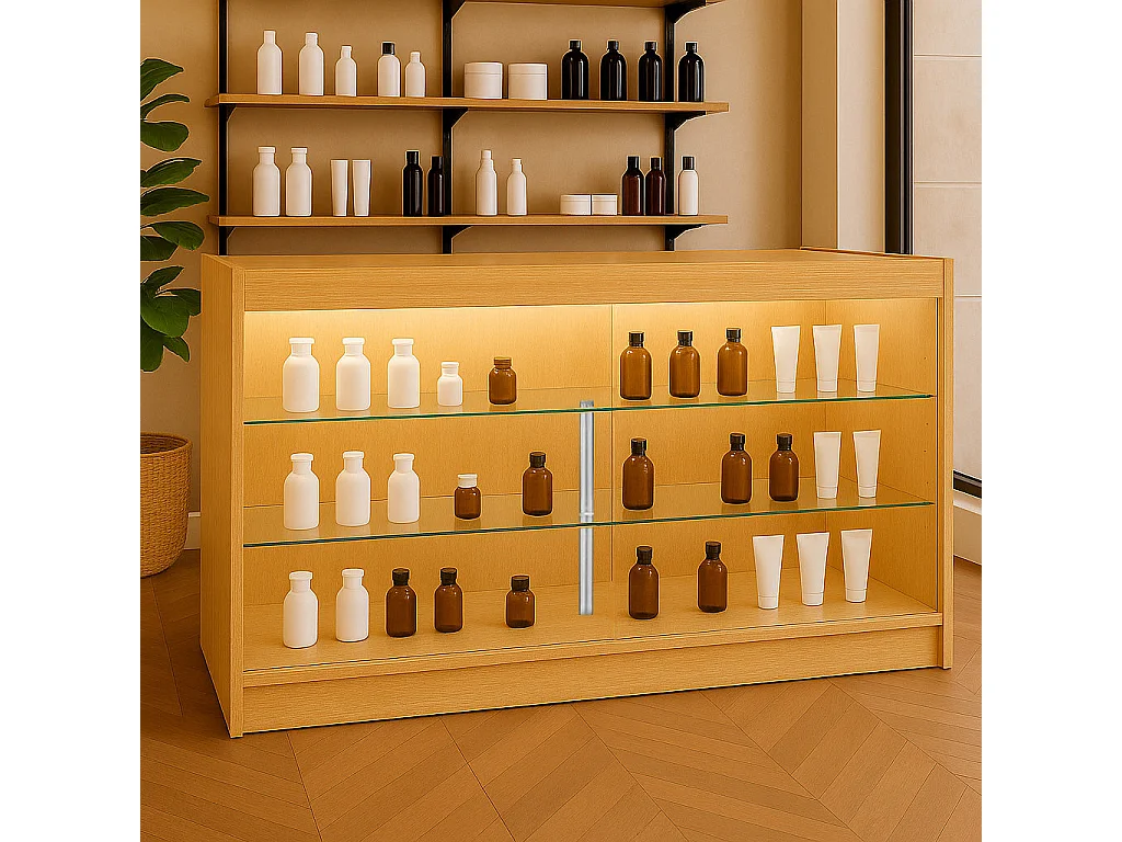 Comptoir de Vente Érable LED Intégrés K1500 Portes Coulissantes [2 Clés INCLUS]