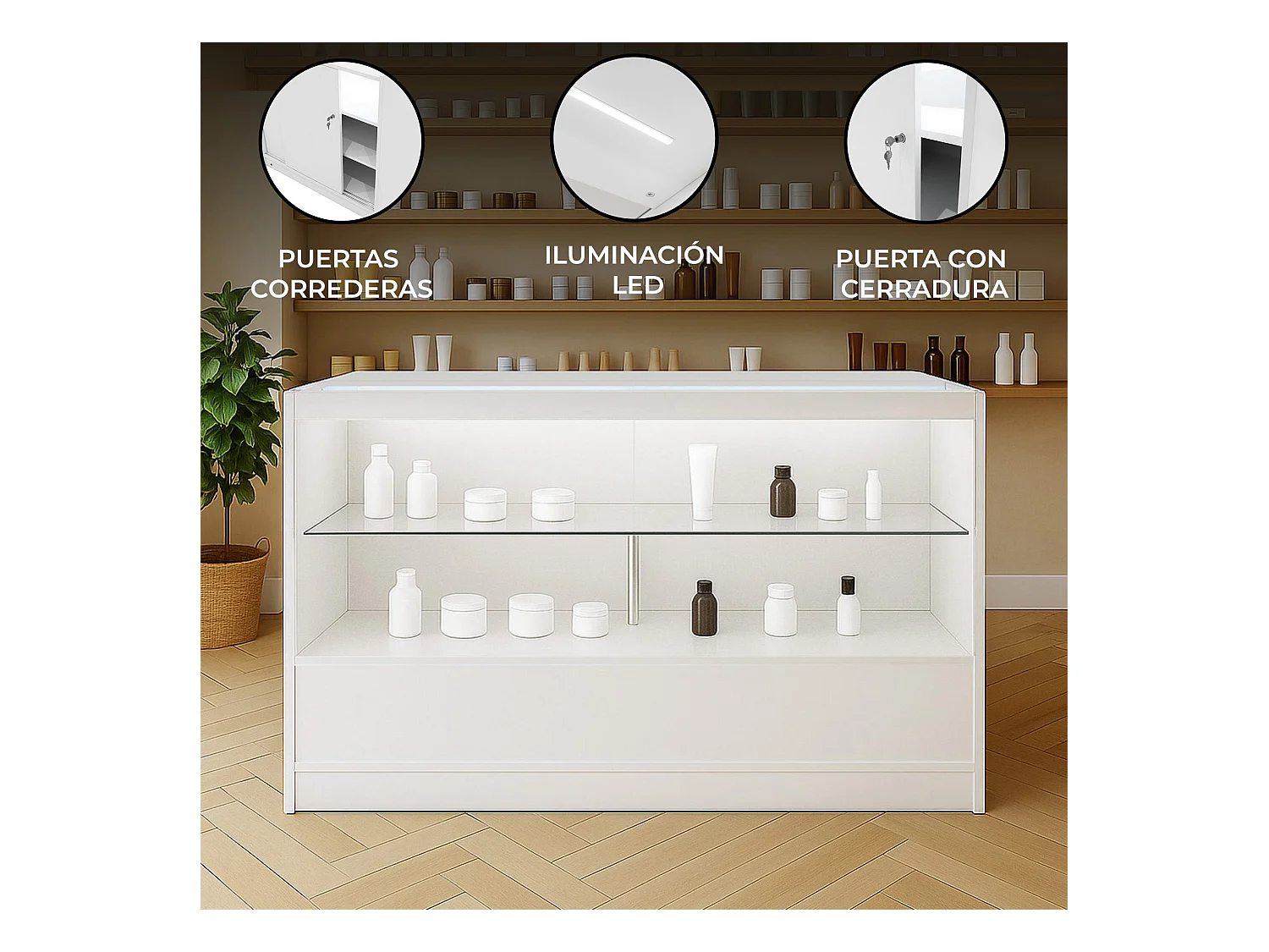 C1500 LED-Ladentheke – Weiß