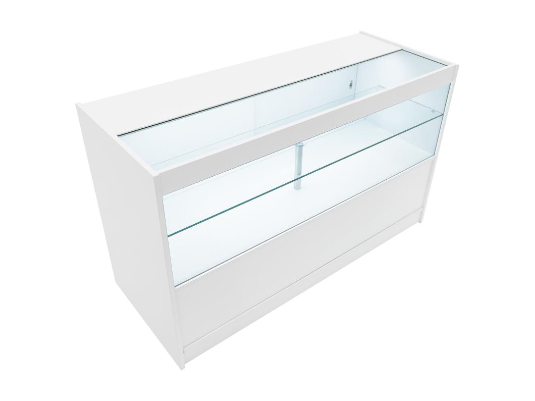 Comptoir de Vente Blanc LED Intégrés C1500 Portes Coulissantes [2 Clés INCLUS]