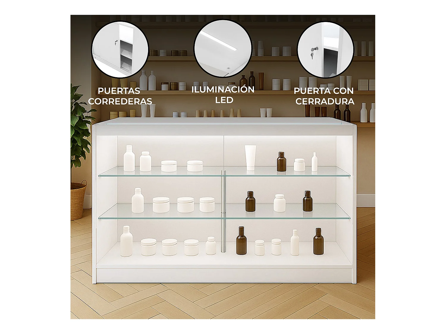 K1500 LED-Ladentheke – Weiß