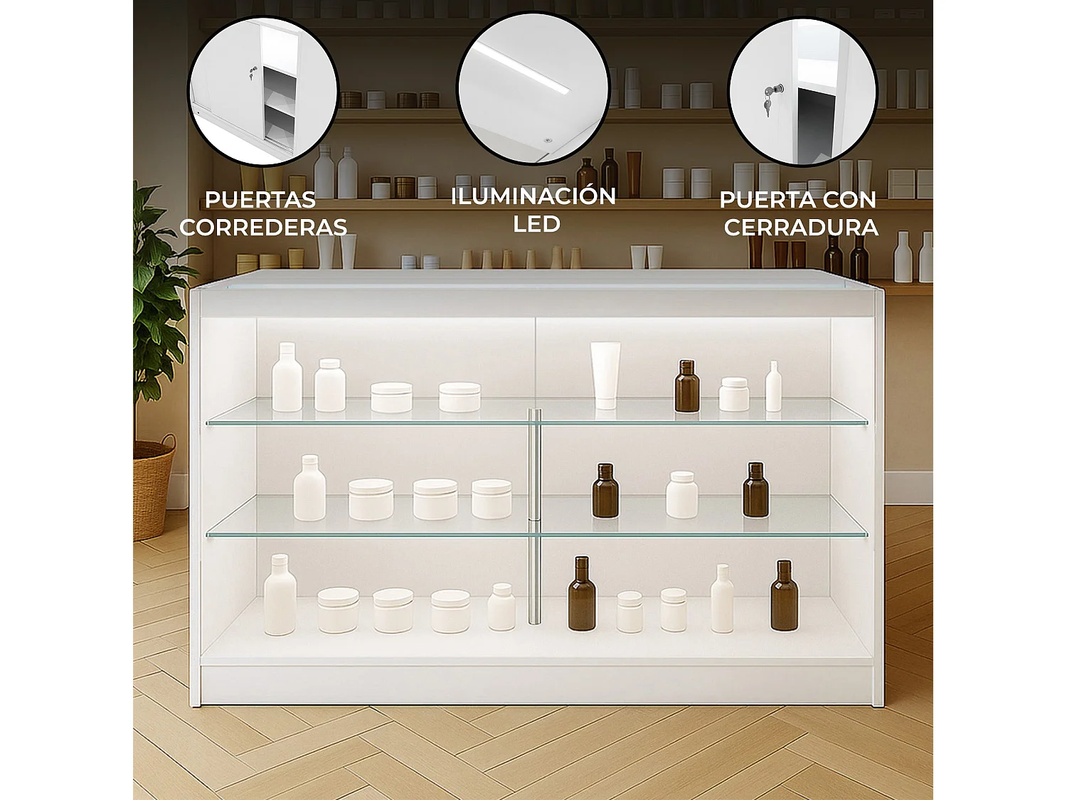 LED Detailhandel Winkel Toonbank K1500 - Wit