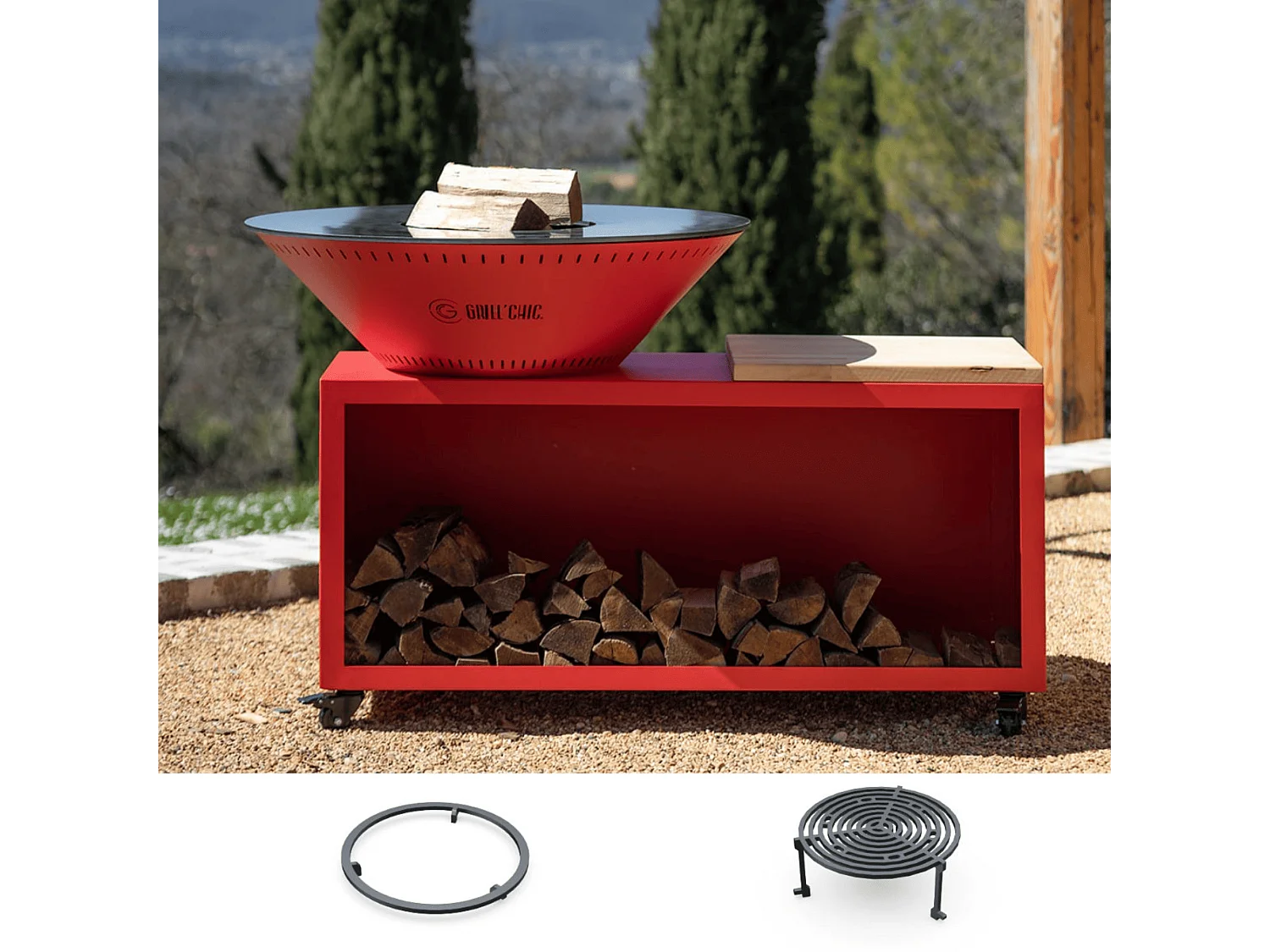 Pack Decouverte Brasero Traditionnel Acier 83 Rouge Double Cuve