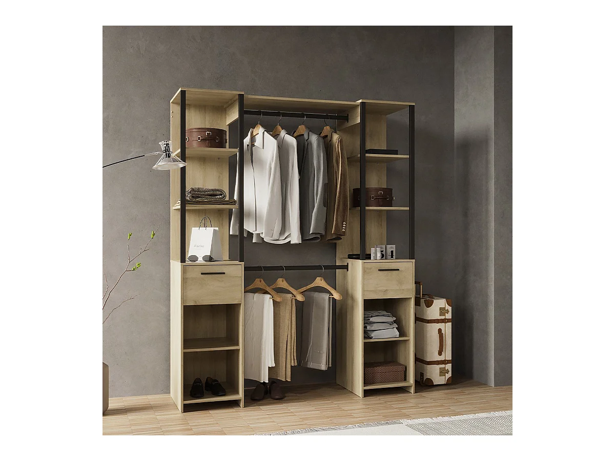 Zweisäuliges Möbel - GARY - Eiche und Schwarz - 159,8 x 49,5 x 200,3 cm - DEMEYERE