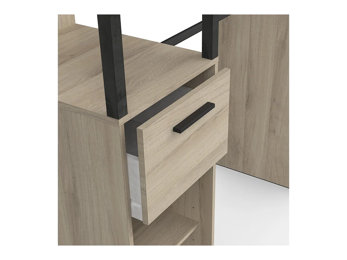 Kast met 2 kolommen - GARY - Eik en Zwart - 159,8 x 49,5 x 200,3 cm - DEMEYERE