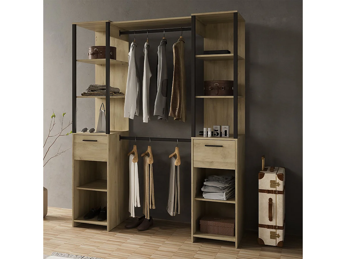 Kit dressing 2 colonnes, 1 tiroir et 3 rayons L37cm - GARY