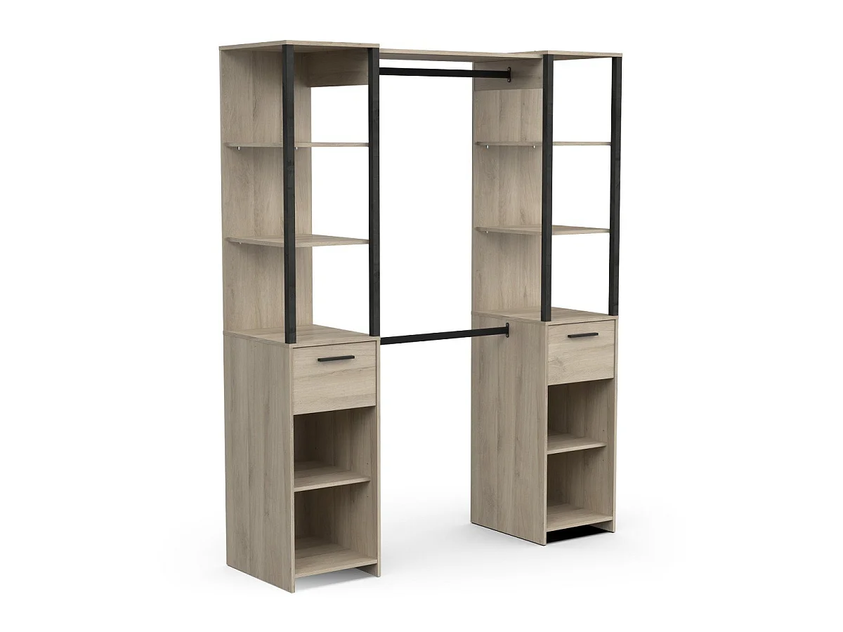 Kast met 2 kolommen - GARY - Eik en Zwart - 159,8 x 49,5 x 200,3 cm - DEMEYERE