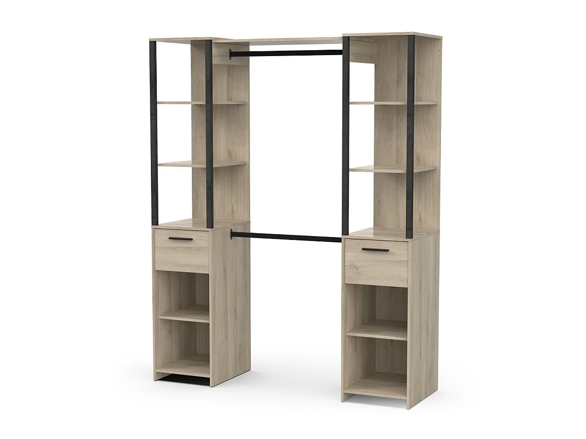 Kast met 2 kolommen - GARY - Eik en Zwart - 159,8 x 49,5 x 200,3 cm - DEMEYERE