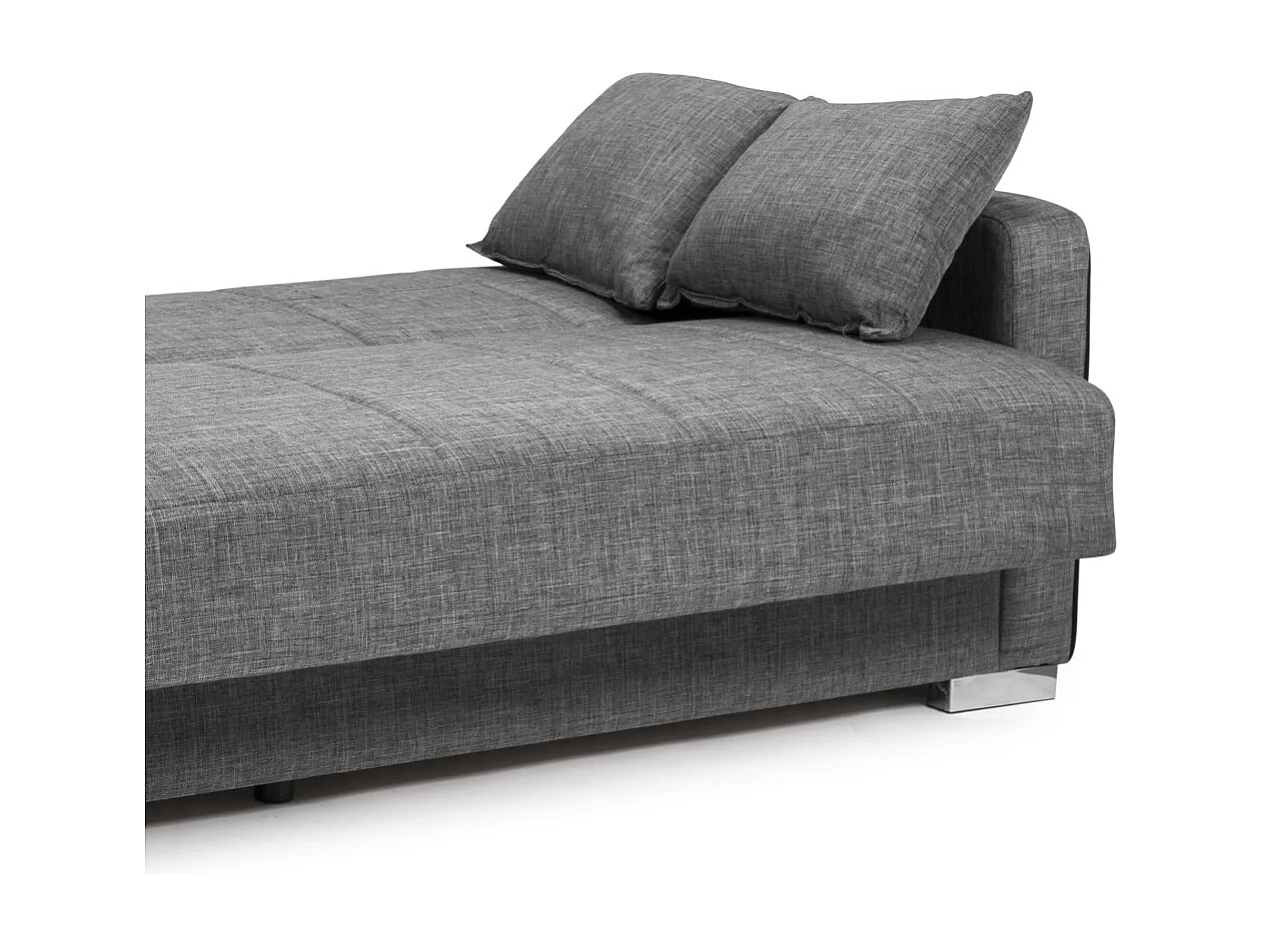 Sofá cama de 90x115-220x85-190 cm con arcón oculto bajo el asiento en color gris Torra