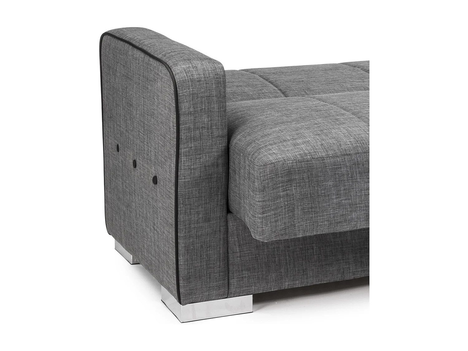Sofá cama de 90x115-220x85-190 cm con arcón oculto bajo el asiento en color gris Torra