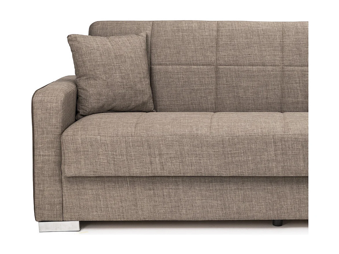 Sofá cama de 90x115-220x85-190 cm con arcón oculto bajo el asiento en color beige Torra