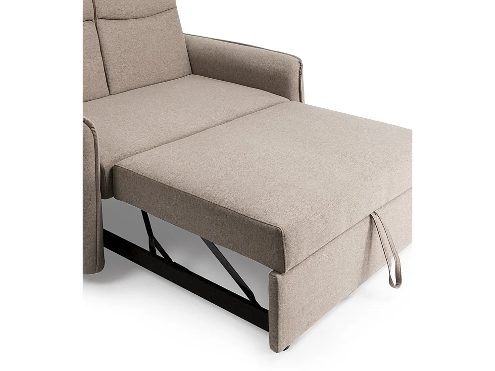 Sofá cama de 44-96x150x100-190 cm con mecanismo de apertura tipo delfín en marrón Ubud