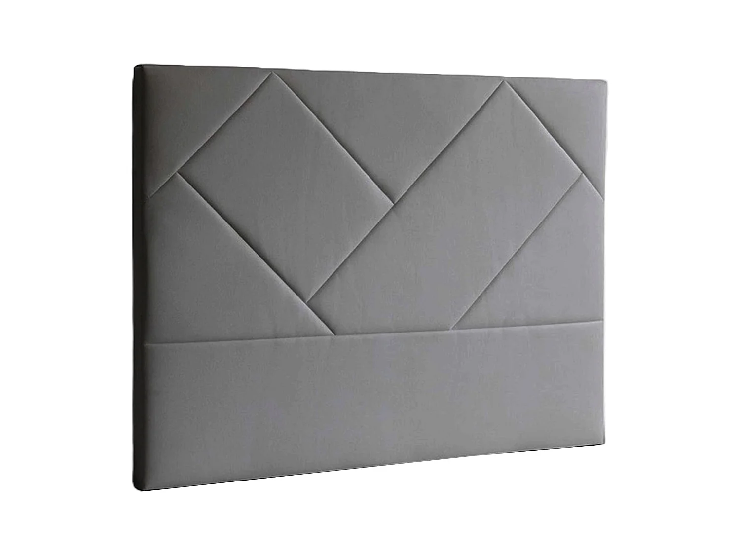 Cabecero de 120x150x6 cm tapizado en tela con diseño asimétrico en color gris Eupa