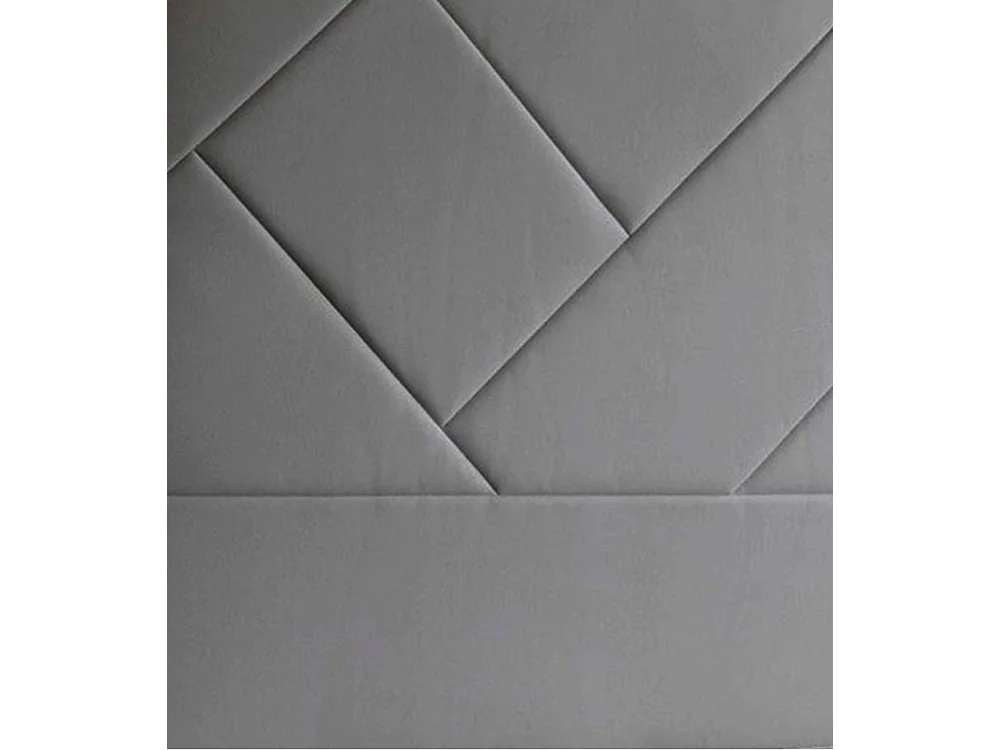 Cabecero de 120x150x6 cm tapizado en tela con diseño asimétrico en color gris Eupa
