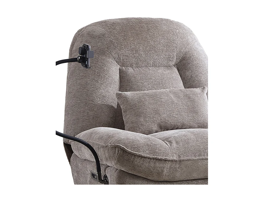 Sillón de 100x87x100 cm con cojín lumbar, función giratoria y brazo flexible en beige Ermi