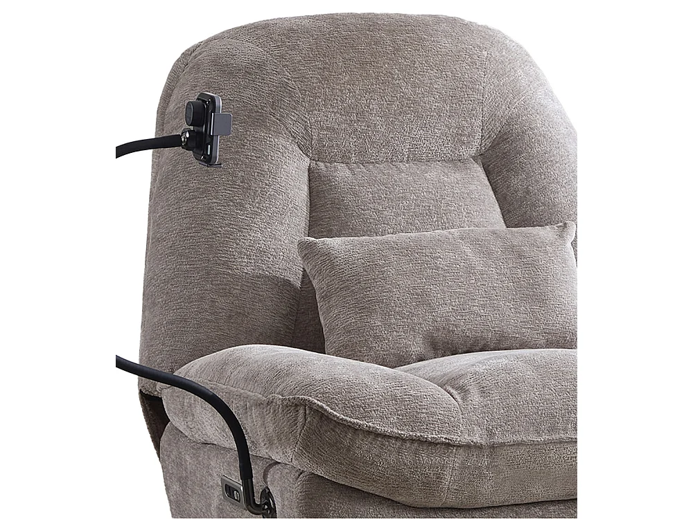 Sillón de 100x87x100 cm con cojín lumbar, función giratoria y brazo flexible en beige Ermi