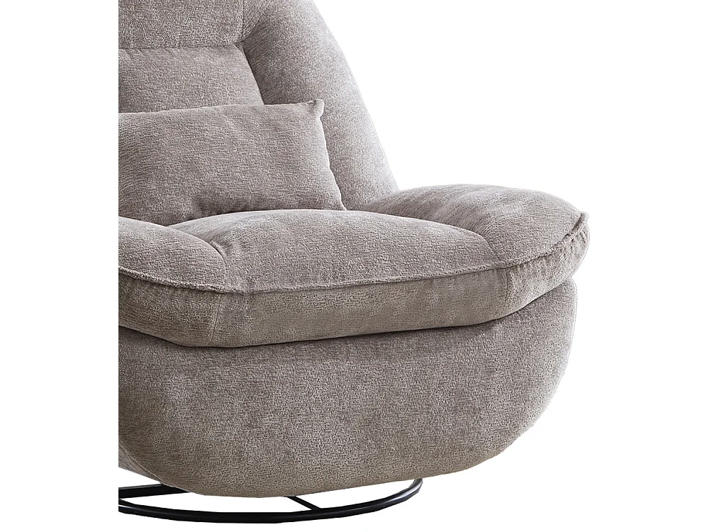 Sillón de 100x87x100 cm con cojín lumbar, función giratoria y brazo flexible en beige Ermi