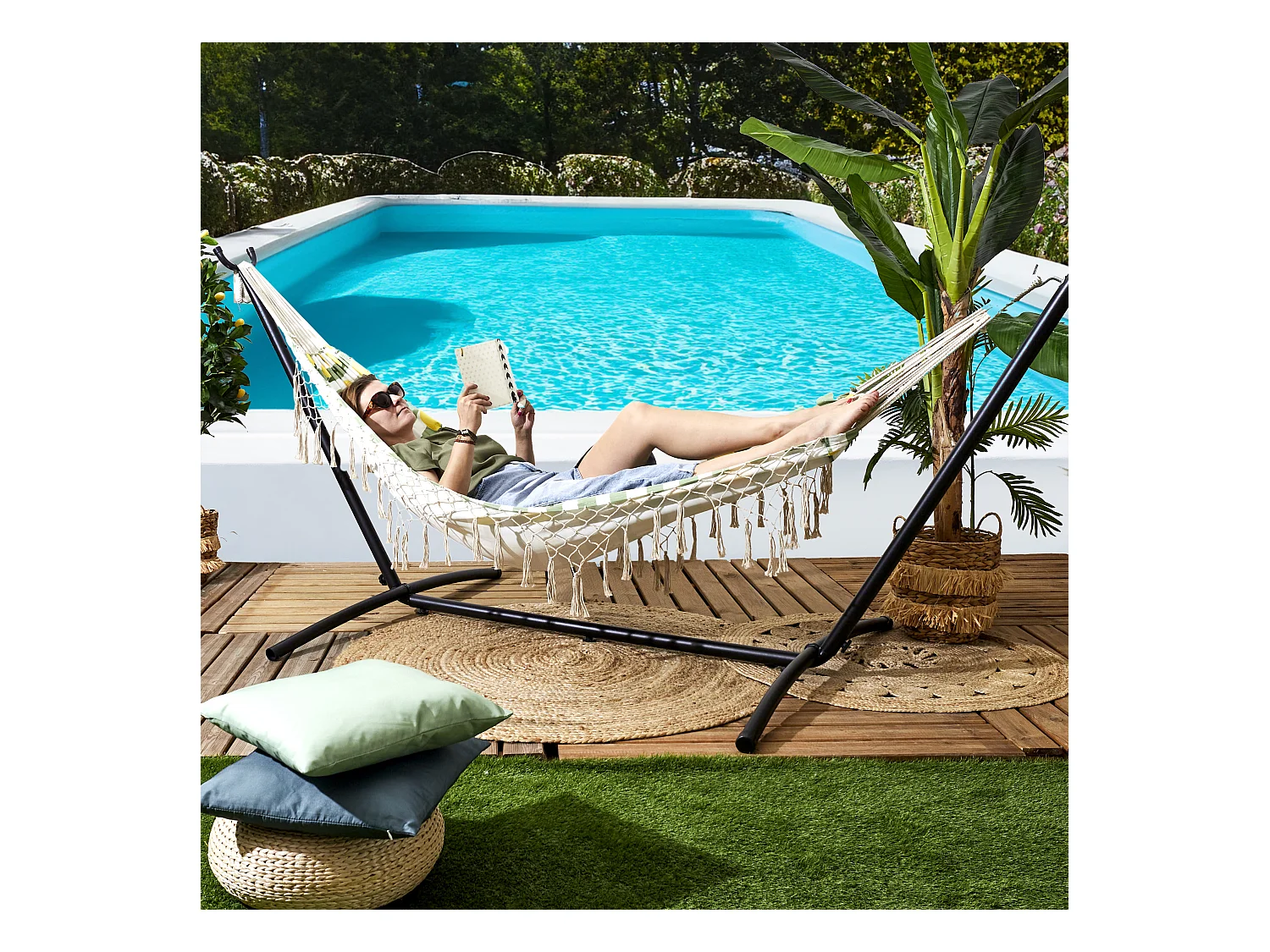 Hamac en Coton "Citron" 200cm Jaune & Vert