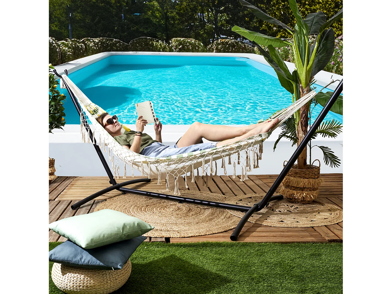 Hamac en Coton "Citron" 200cm Jaune & Vert