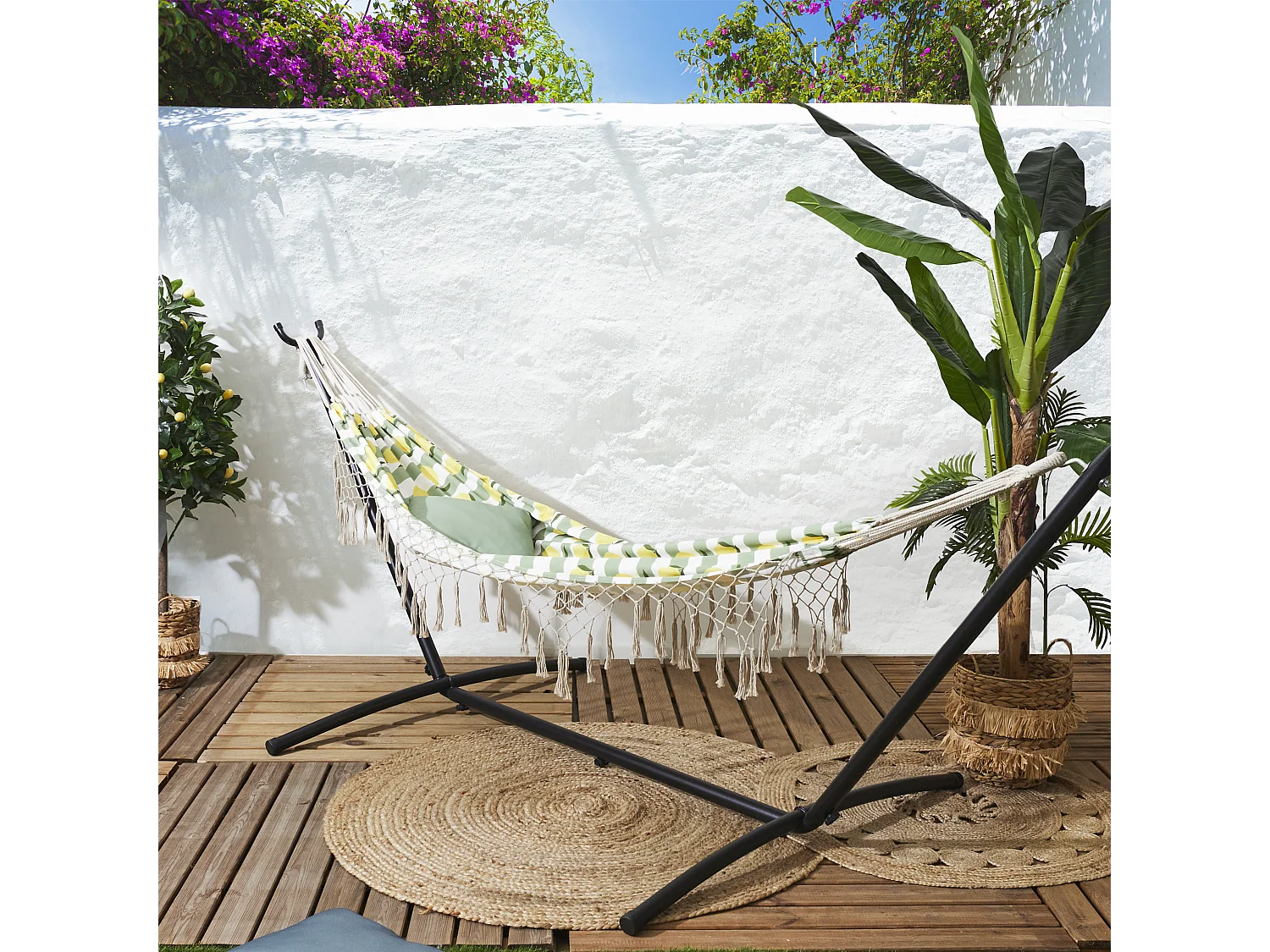 Hamac Exterieur Citrons Blanc, Jaune, Vert